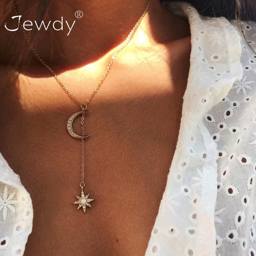 Multi Layer Crystal Moon Star Choker Necklace