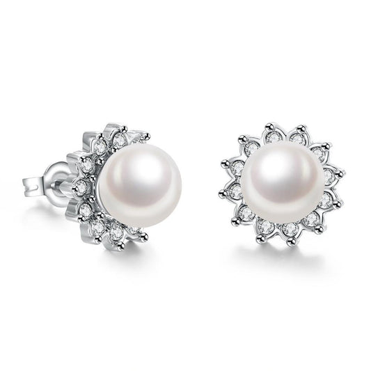 Crystal Pearl Stud Earrings