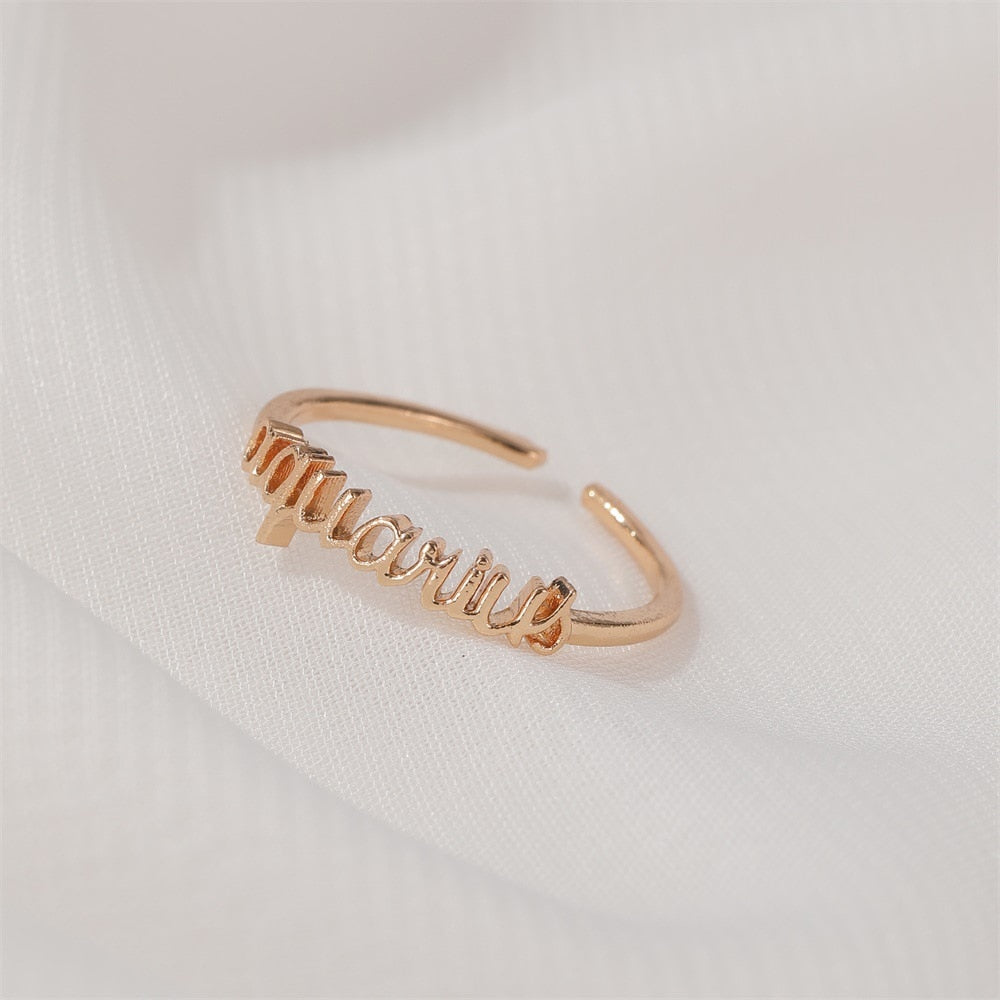 Minimalist thin Gold 12 Zodiac Signs Ring