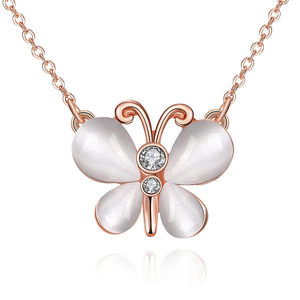 Crystal Butterfly Necklace in 18K Rose Gold Plated