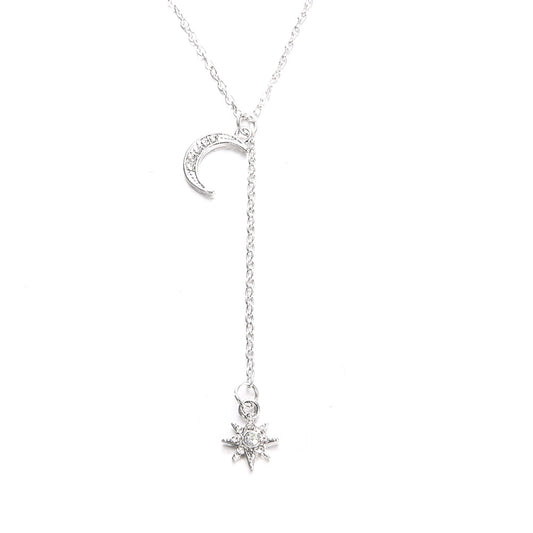 Multi Layer Crystal Moon Star Choker Necklace