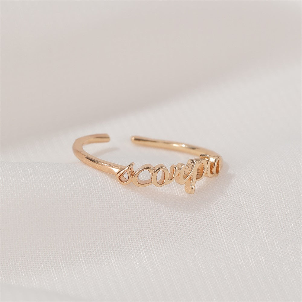 Minimalist thin Gold 12 Zodiac Signs Ring