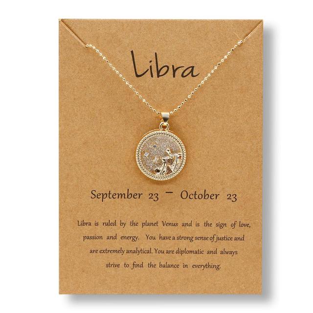 Zodiac Sign Gold Pendant Necklaces