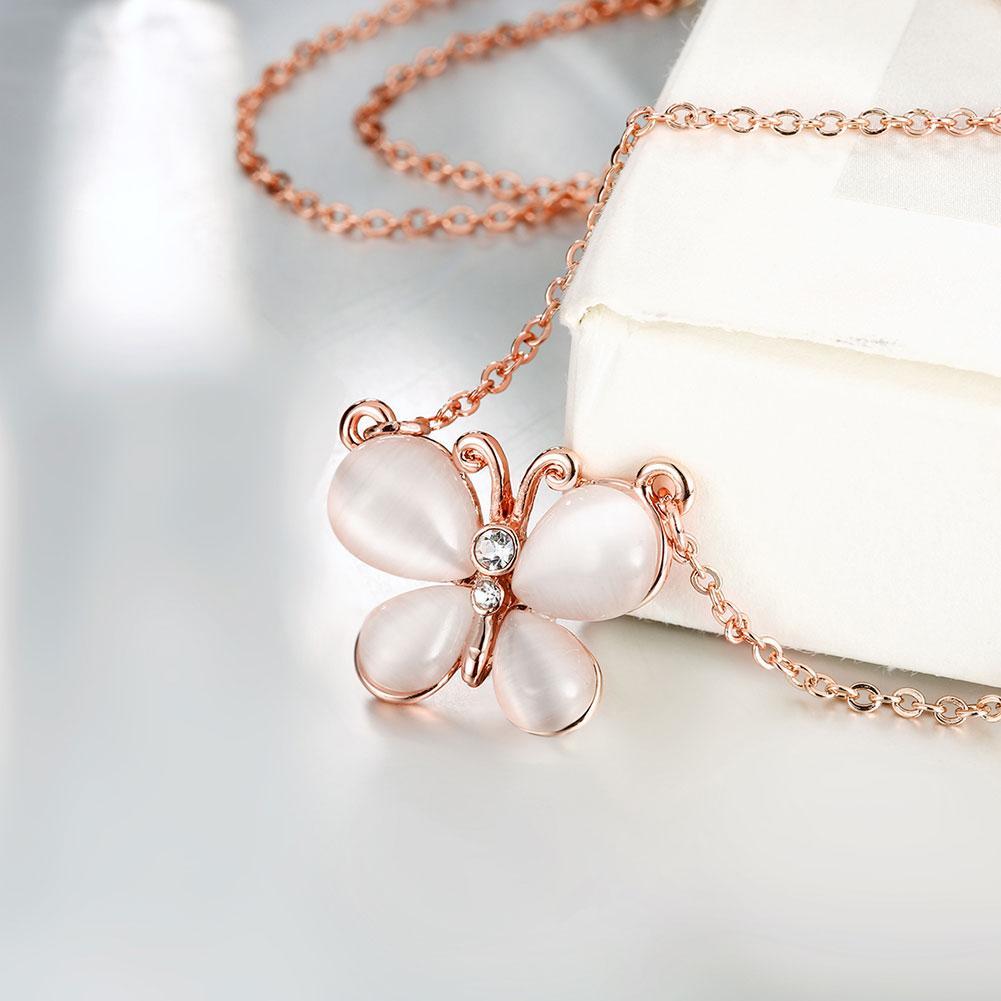 Crystal Butterfly Necklace in 18K Rose Gold Plated