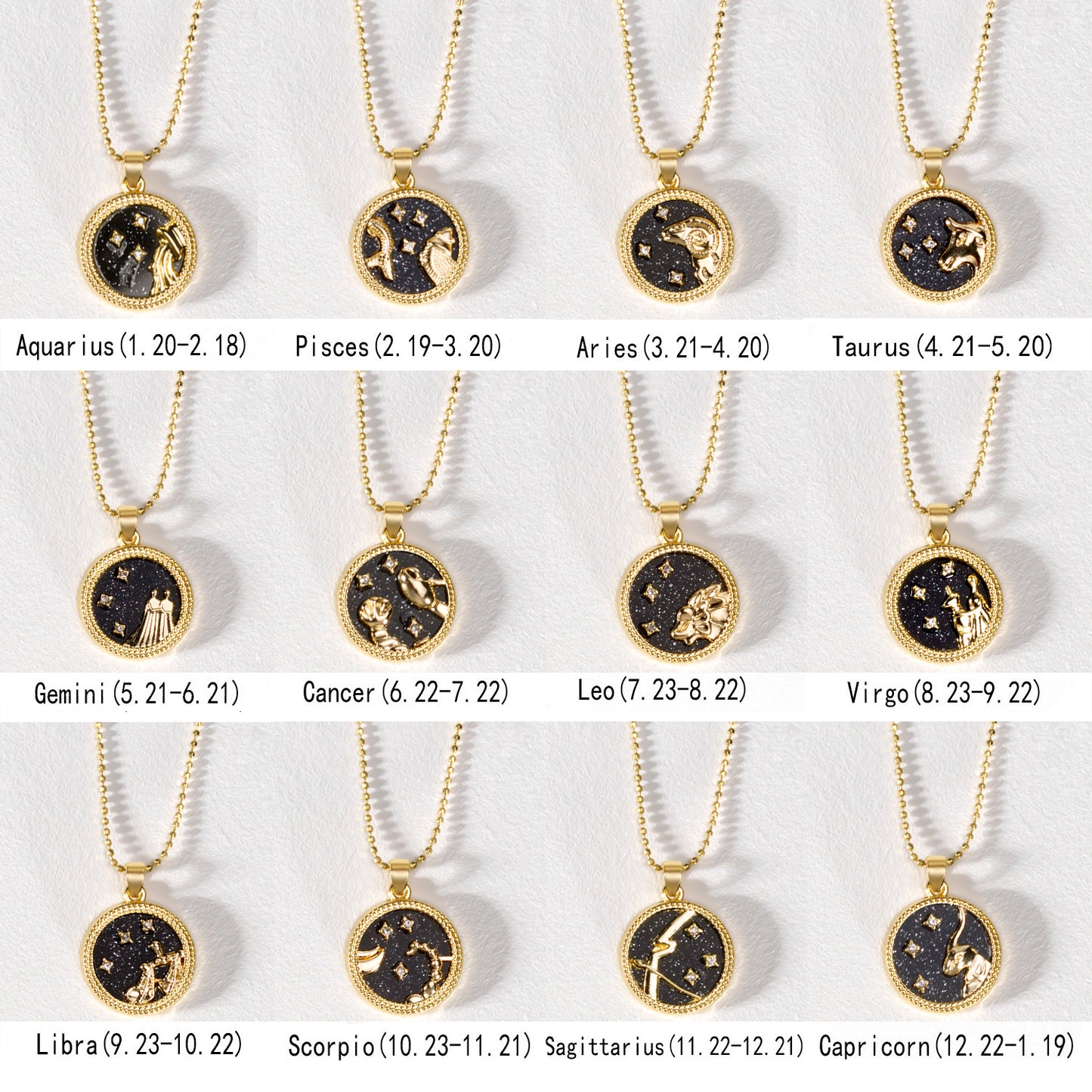 Zodiac Sign Gold Pendant Necklaces