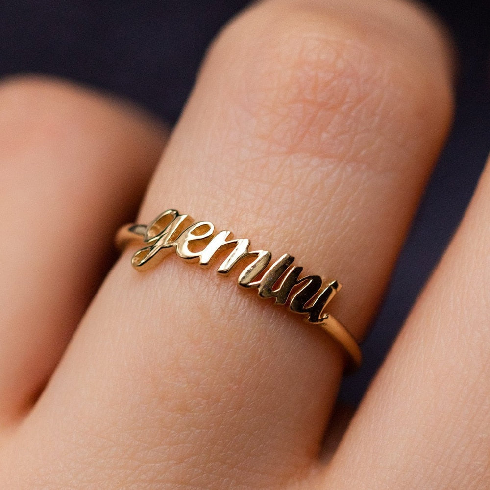 Minimalist thin Gold 12 Zodiac Signs Ring