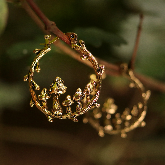 Ancient Gold Mushroom Earrings