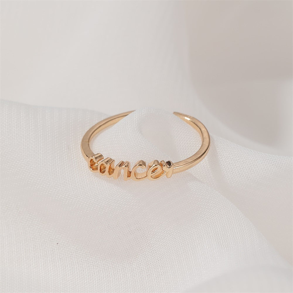 Minimalist thin Gold 12 Zodiac Signs Ring