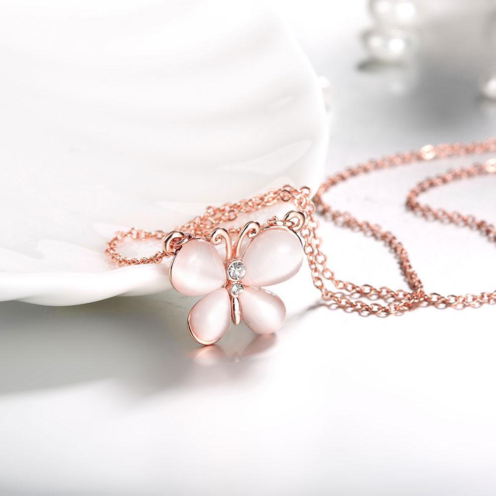 Crystal Butterfly Necklace in 18K Rose Gold Plated