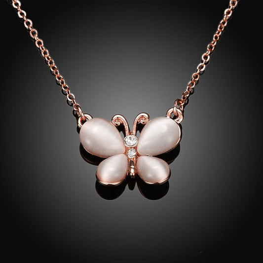 Crystal Butterfly Necklace in 18K Rose Gold Plated